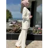 Jamila Sarah Kolları ve Arkası Dantel İşlemeli Ceket Pantolon Takım 9022