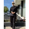 Kahma Asimetrik Simli Tunik  Beli Lastikli Cepli Pantolon Takım