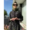 Misswhence Desenli Jakarlı İpek Elbise 35846