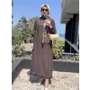 Misswhence Fular Ve Cep Detaylı  Büyük Beden Keten Elbise V3135