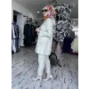 Misswhence Keten Kruvaze Ceket Pantolon Takım 37207