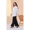 Misswhence Yanlardan Fermuar Kapama Detaylı Chanel Keten Pantolon 39114
