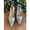 Pierre Cardin Önü ve Topuğu Taşlı Gri Stiletto 52610