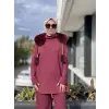 Qupra Seyyar Kürk Aksesuarlı Tunik Pantolon Takım WAC92054