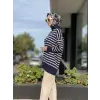 Tığ Triko Çizgili Yün Triko Tunik TNK21495