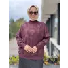 Tığ Triko İşlemeli Yarım Balıkçıyaka Bluz BLZ22001