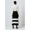 Touche Beli Lastikli Çizgili Triko Etek 23F1XD107