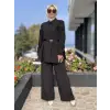 Vuu Dokulu Kuplu Peplum Gömlek Palazzo Pantolon Takım
