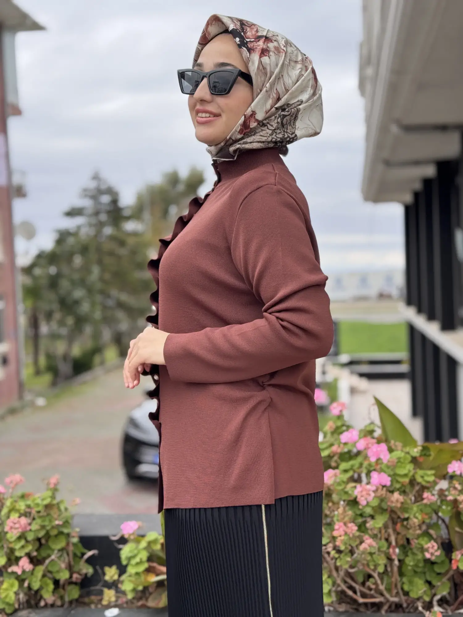 Ghisa İnci Düğme Detaylı Büzgülü Hırka G3294