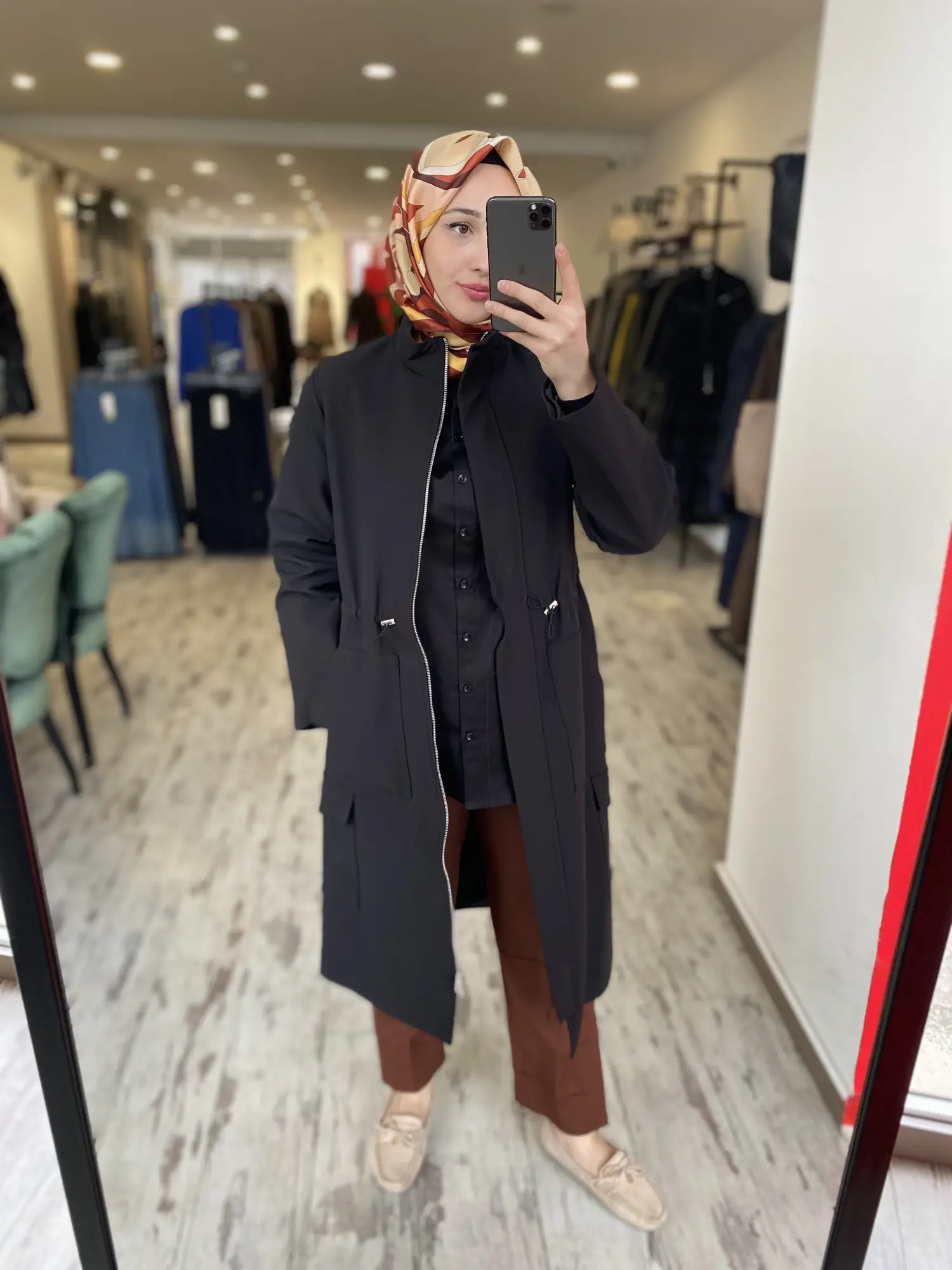 Kahma Cep Detaylı Belden Büzgülü Kap