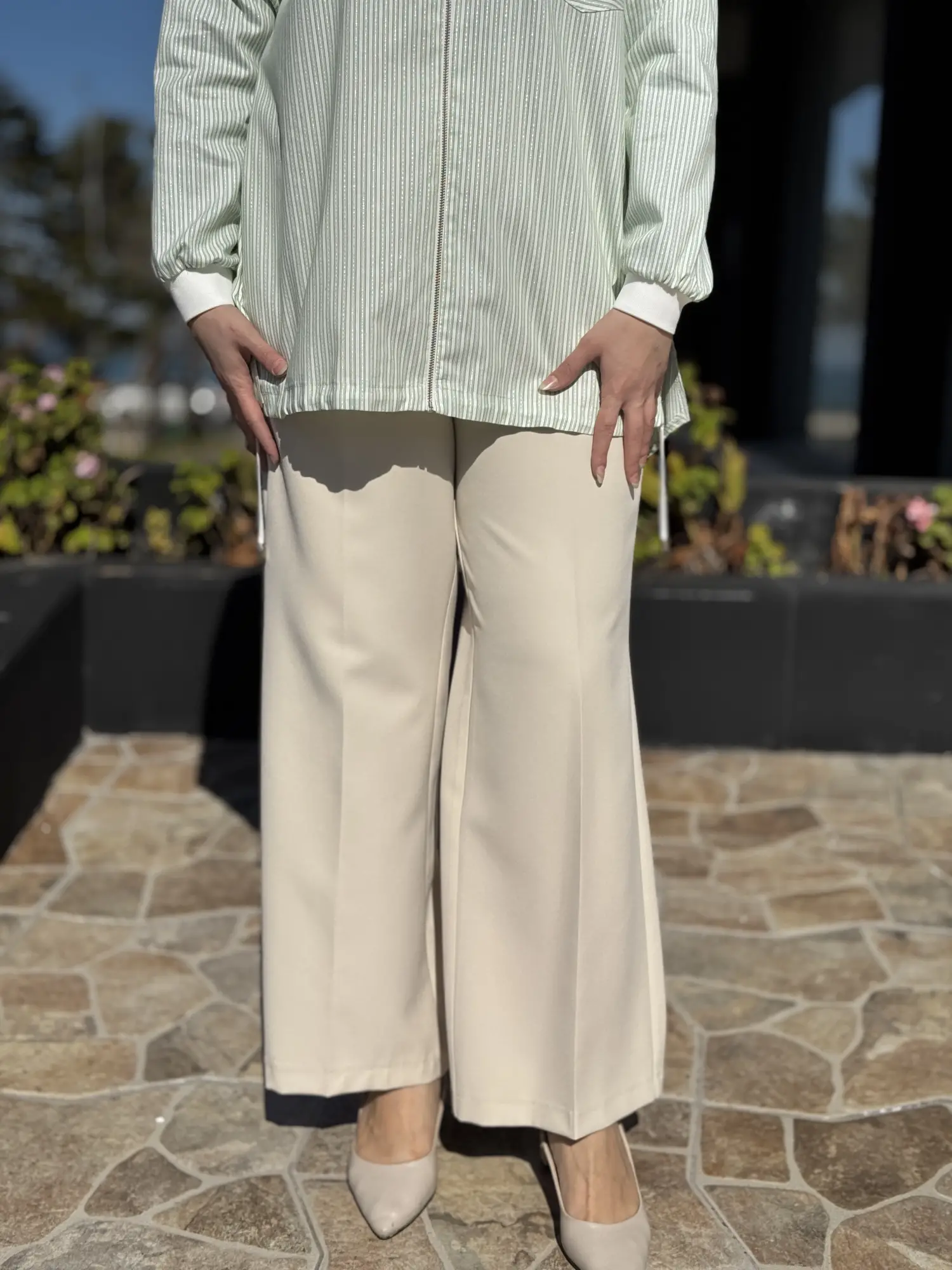 Kayra Yüksek Bel Geniş Paça Cepli Pantolon