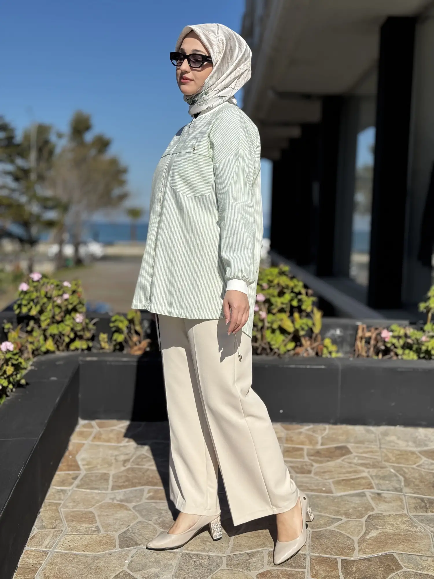 Kayra Yüksek Bel Geniş Paça Cepli Pantolon