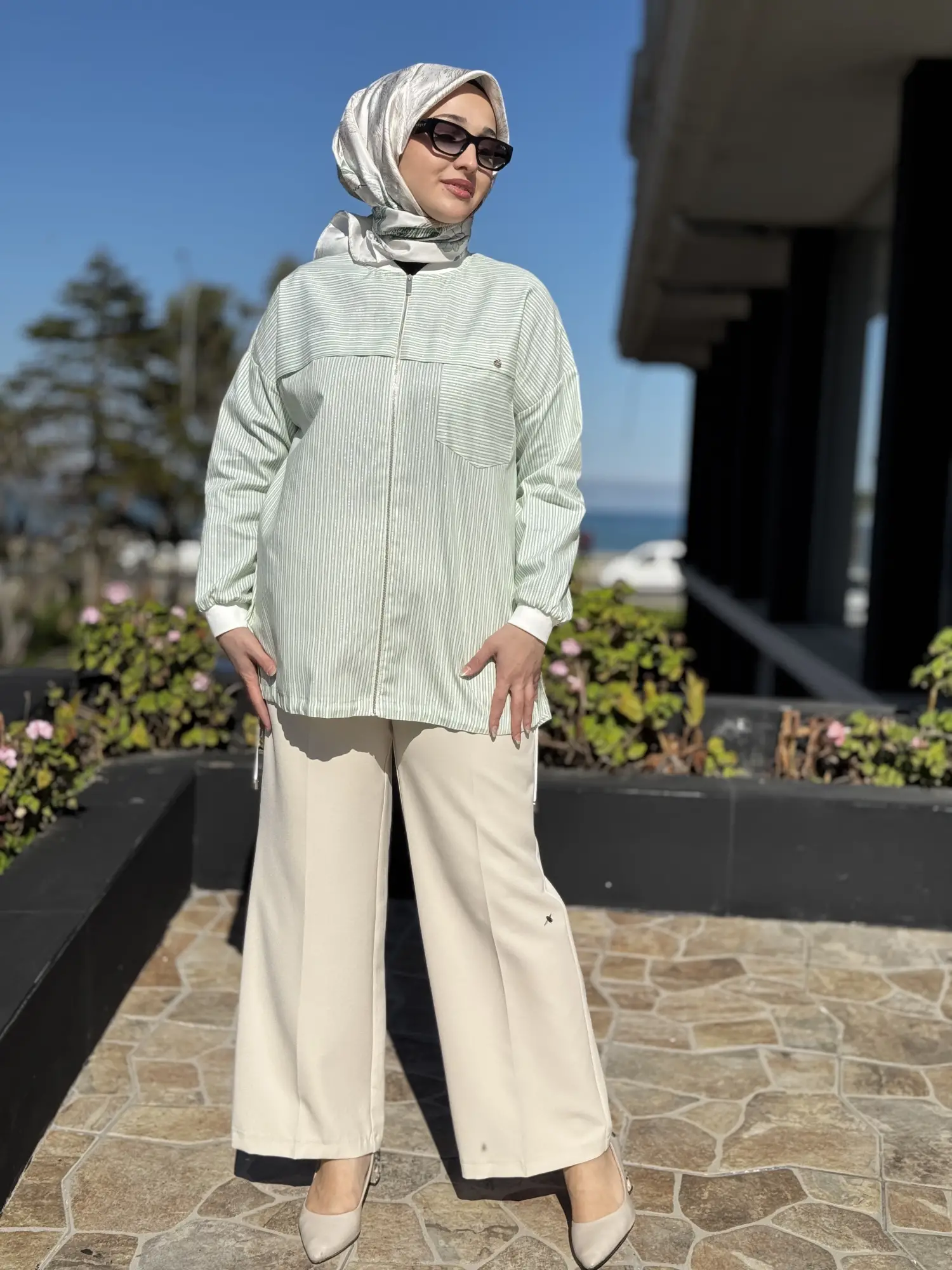 Kayra Yüksek Bel Geniş Paça Cepli Pantolon