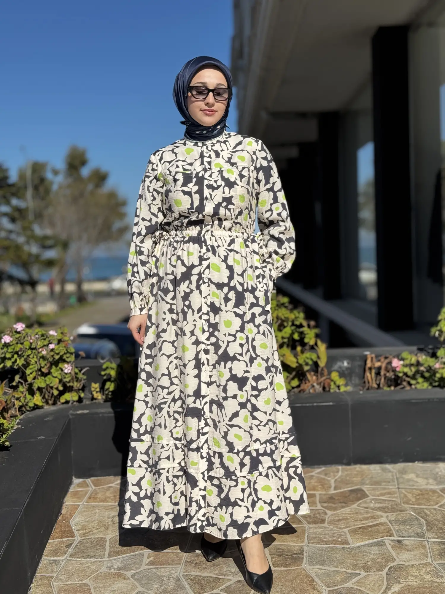 Kayra Floral Desenli Vual Elbise
