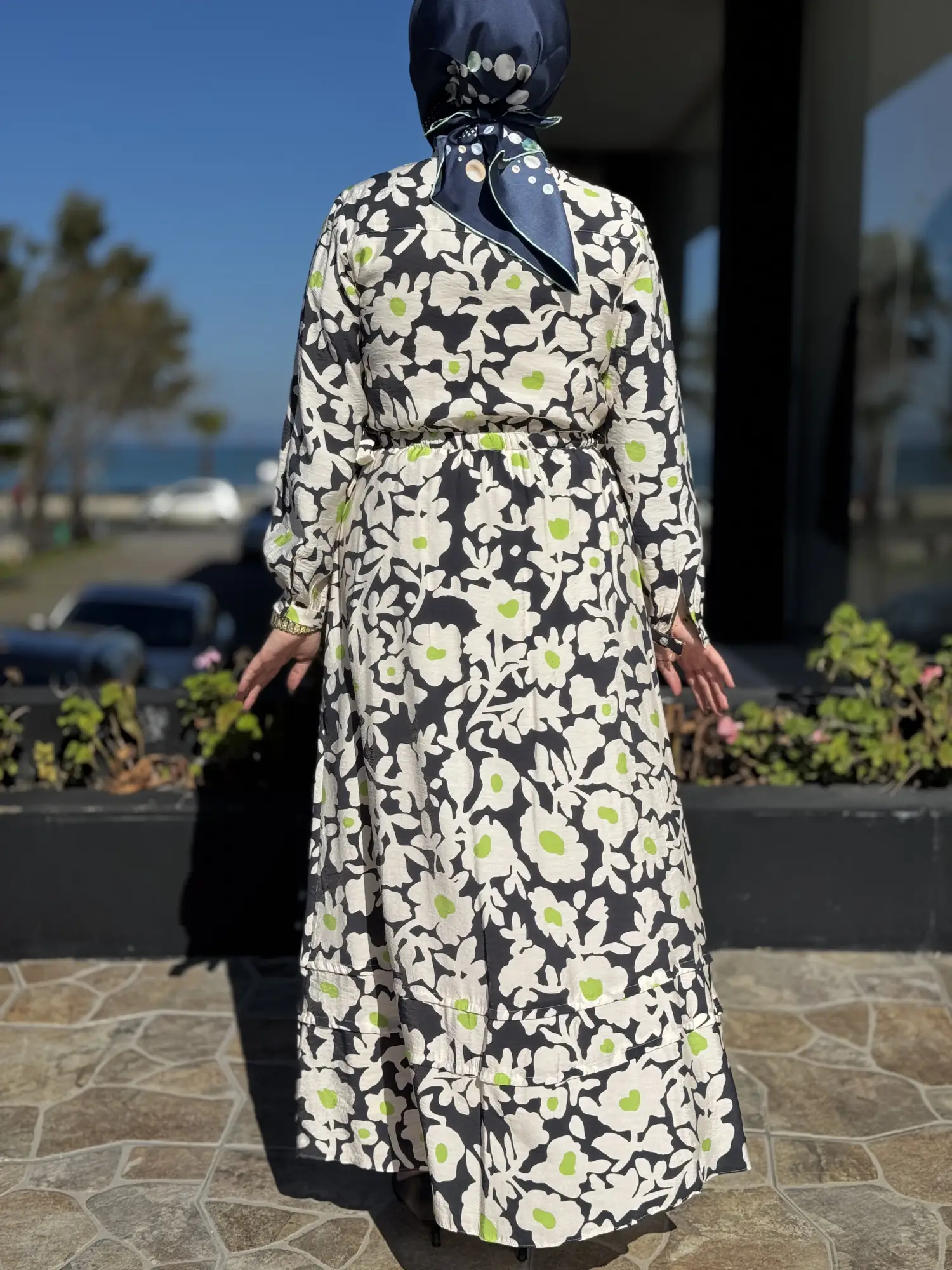 Kayra Floral Desenli Vual Elbise