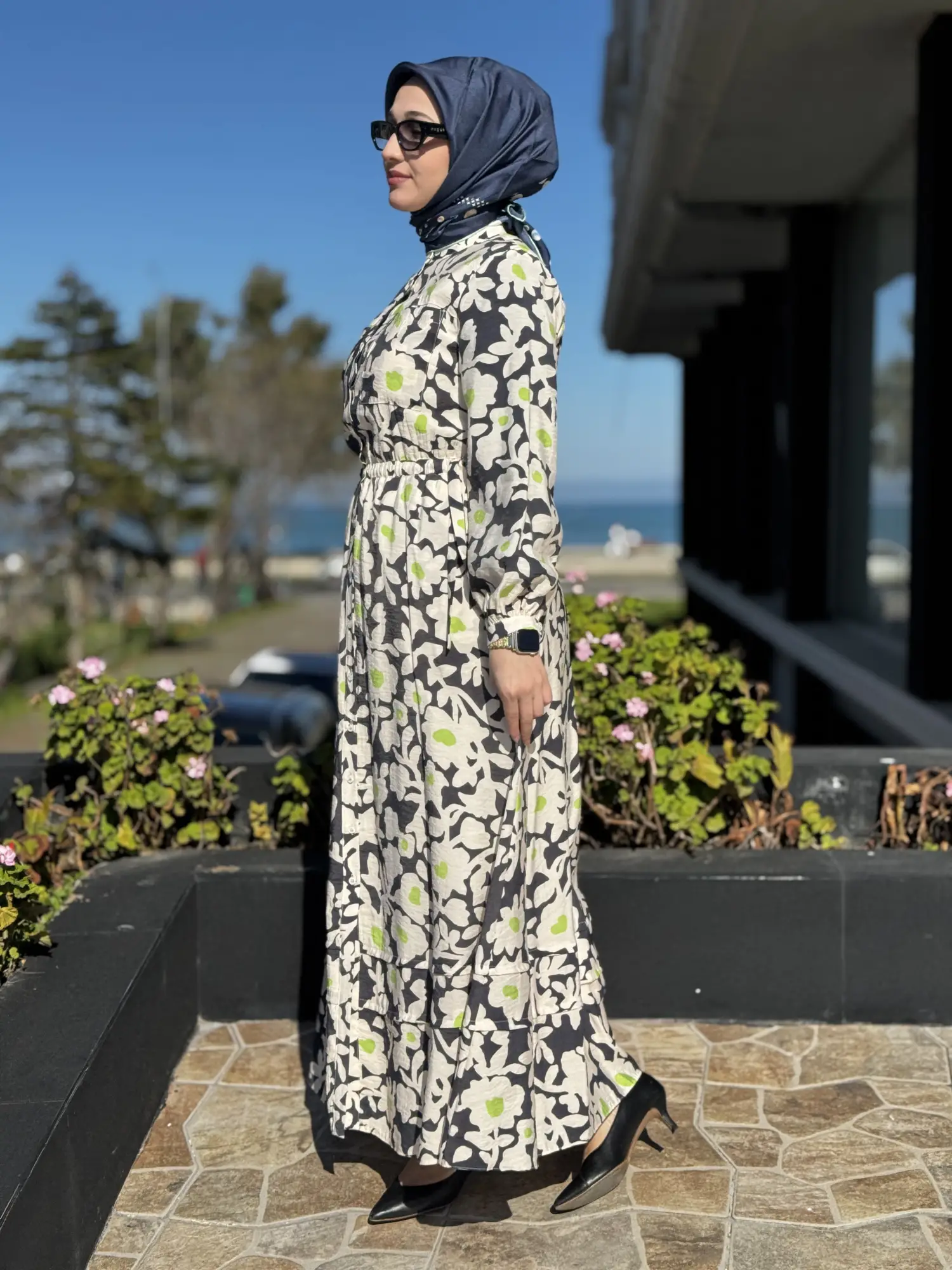 Kayra Floral Desenli Vual Elbise