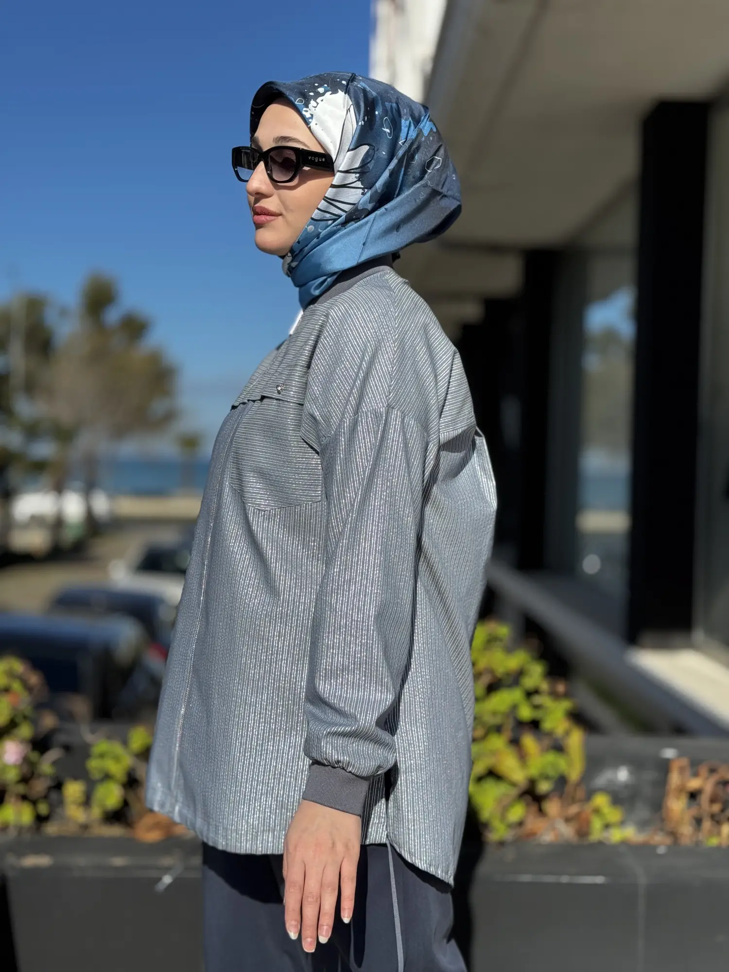 Kayra Sim Ve Çizgi Detaylı Fermuarlı Ceket