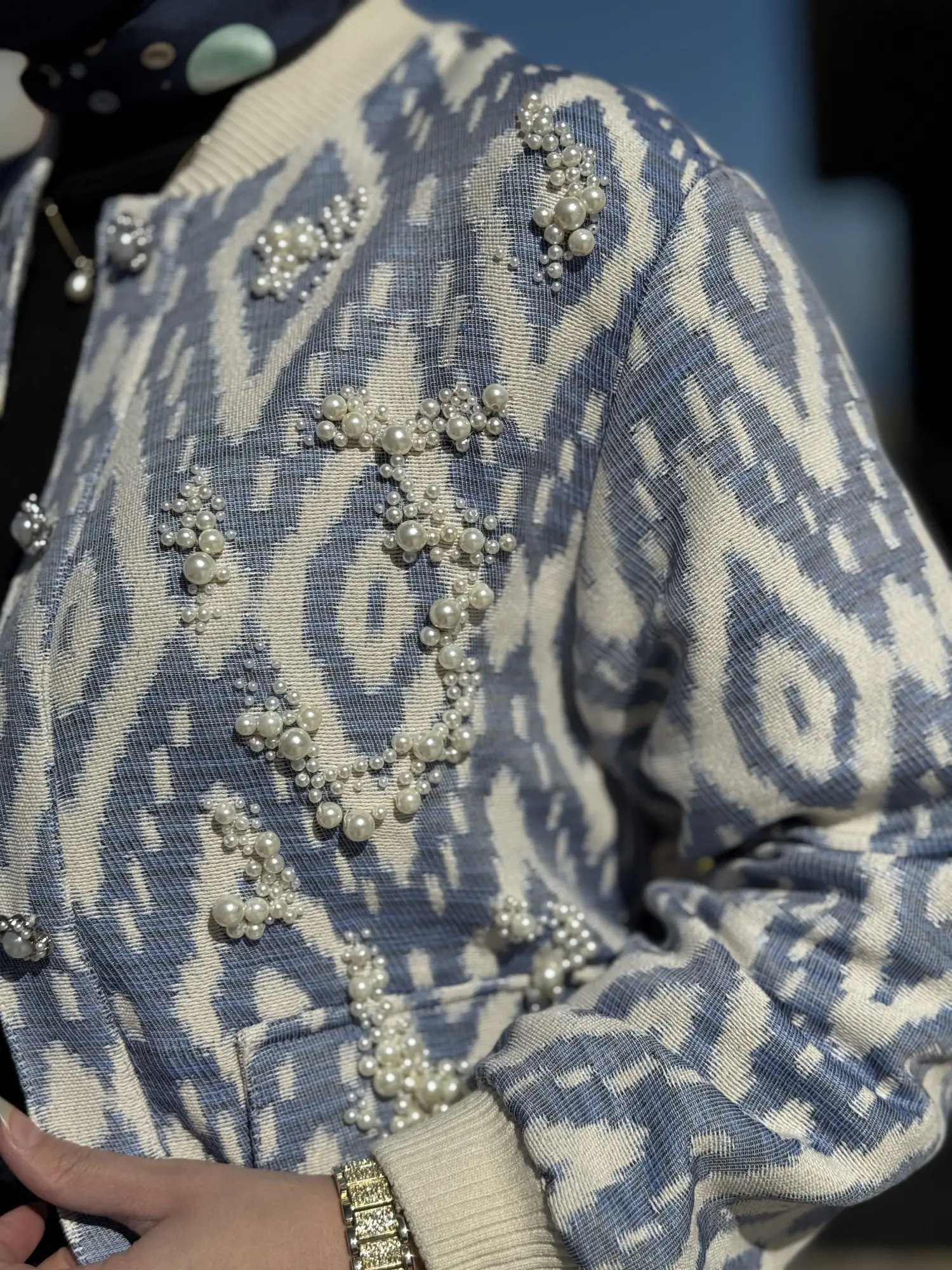 Kayra Boncuk İşlemeli Desenli Bumber Ceket