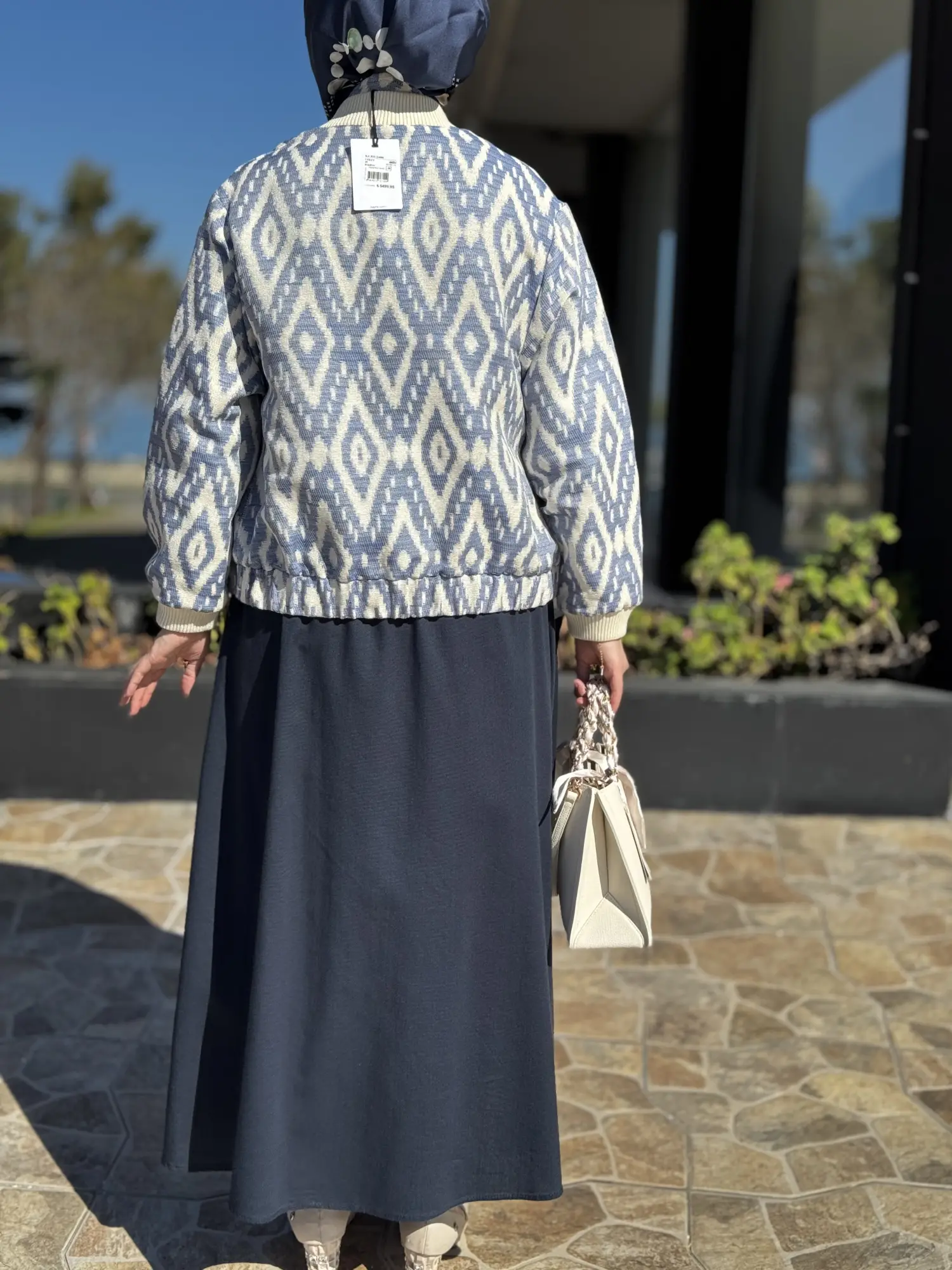 Kayra Boncuk İşlemeli Desenli Bumber Ceket