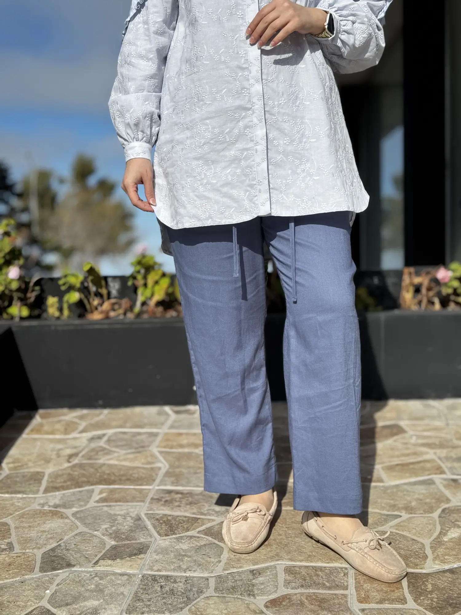 Kayra Beli Lastikli Keten Rahat Pantolon