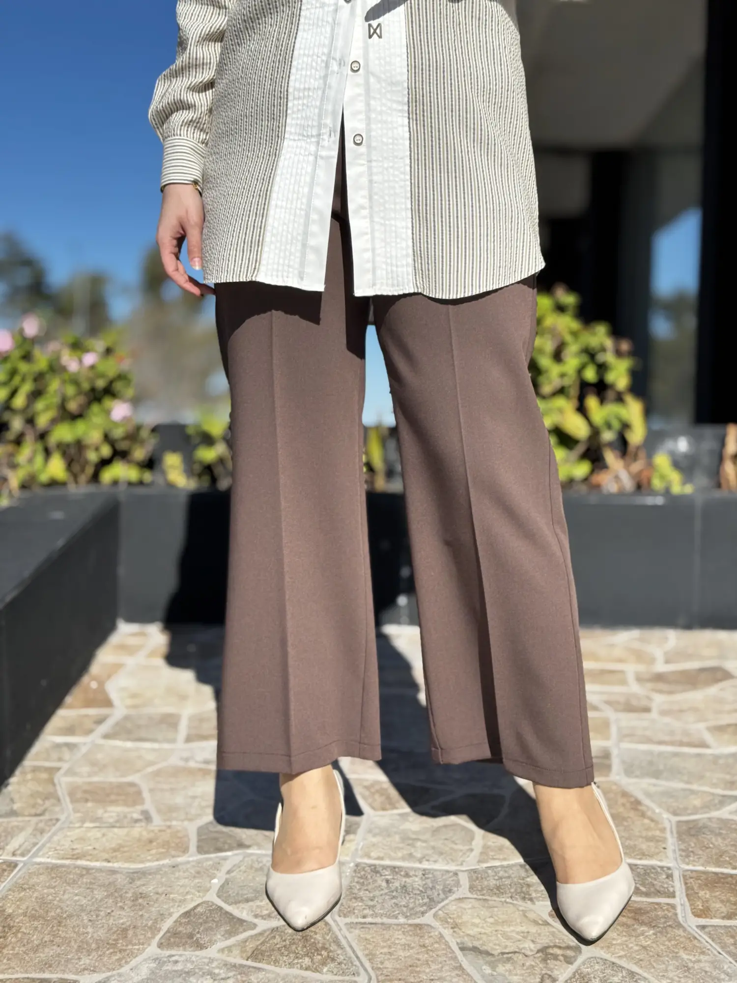 Kayra Yüksek Bel Kemerli Boru Paça Pantolon