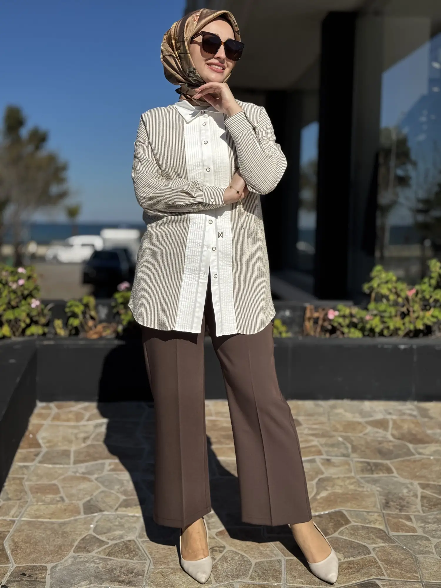 Kayra Yüksek Bel Kemerli Boru Paça Pantolon