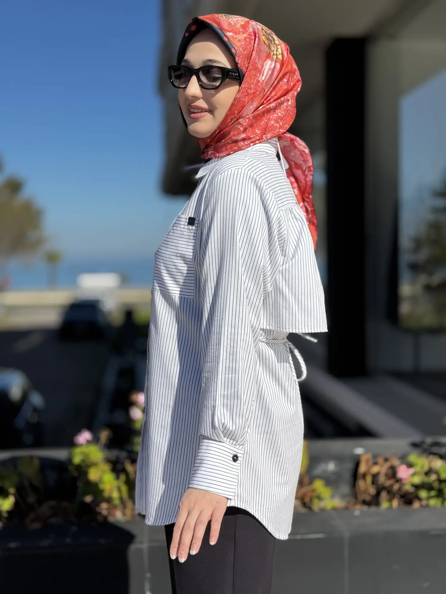 Kayra Kontrast Çizgili Poplin Gömlek