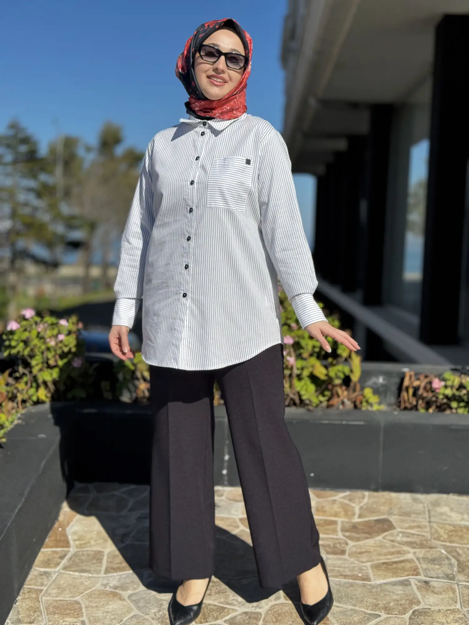 Kayra Kontrast Çizgili Poplin Gömlek