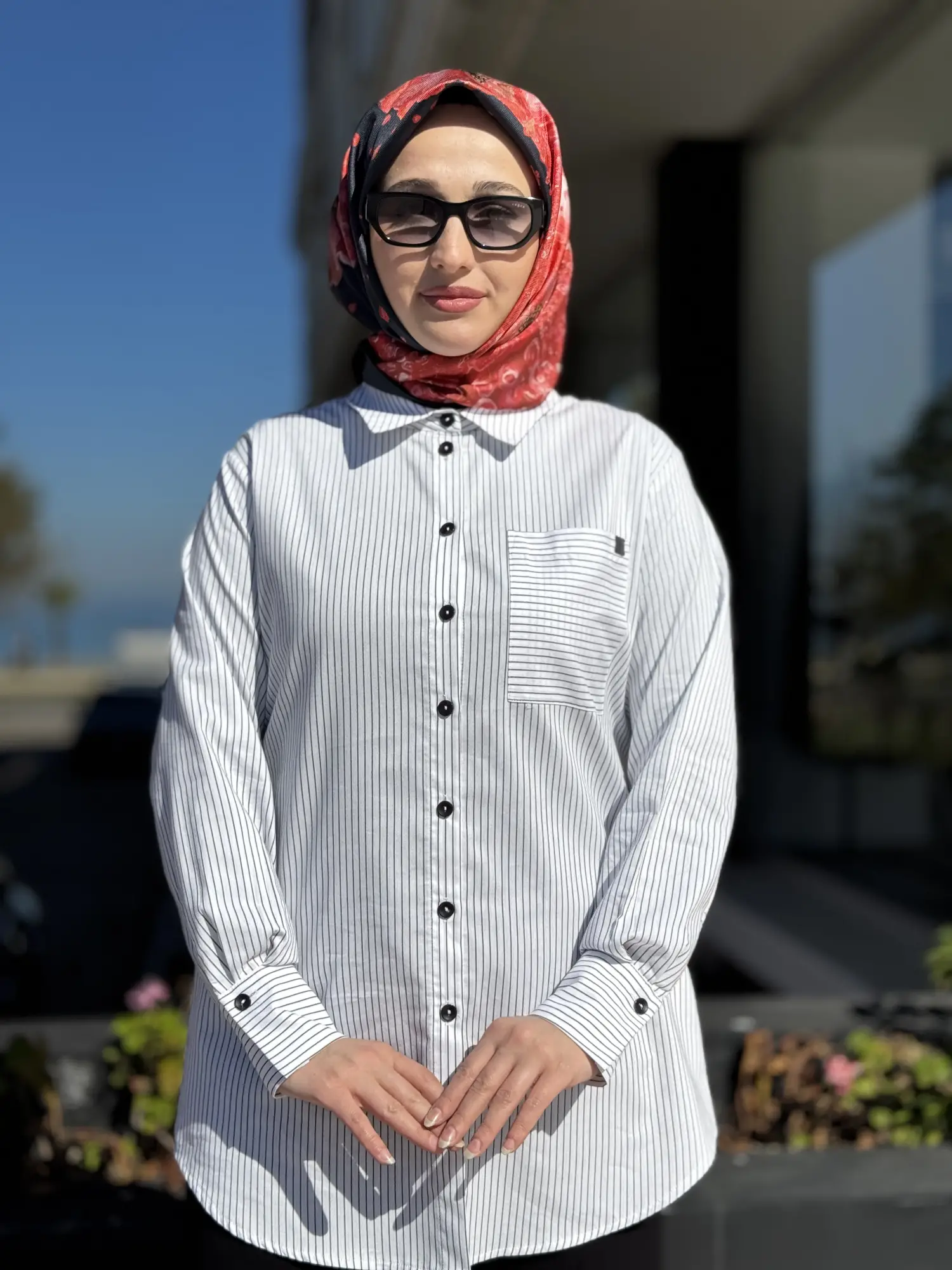 Kayra Kontrast Çizgili Poplin Gömlek