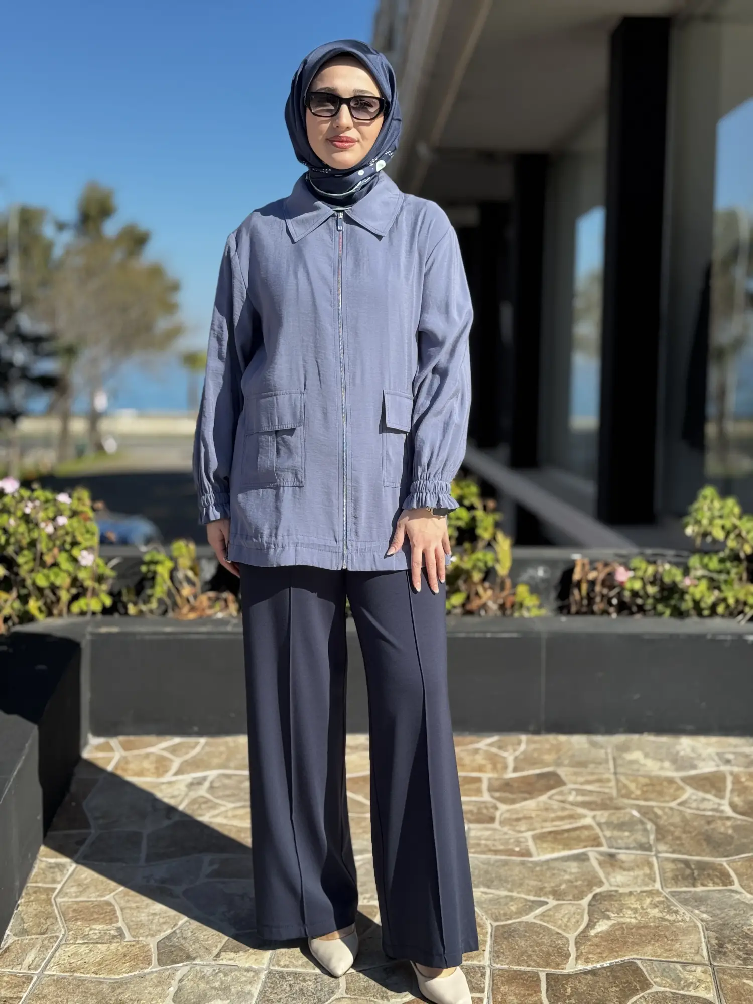 Kayra Kolları Büzgü Detaylı Cepli Modal Ceket