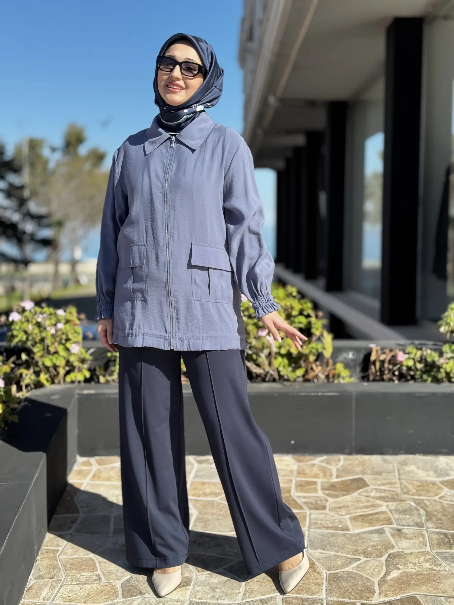 Kayra Kolları Büzgü Detaylı Cepli Modal Ceket