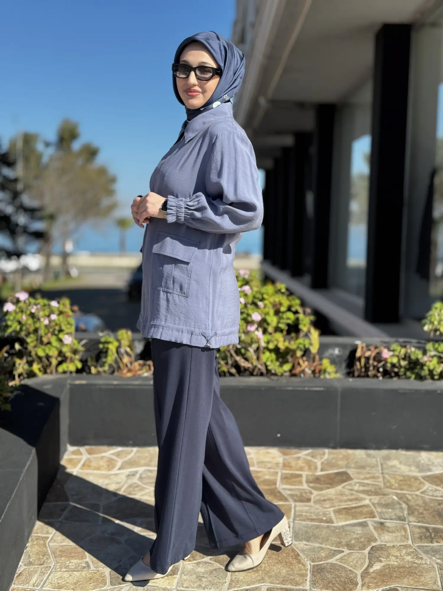 Kayra Kolları Büzgü Detaylı Cepli Modal Ceket