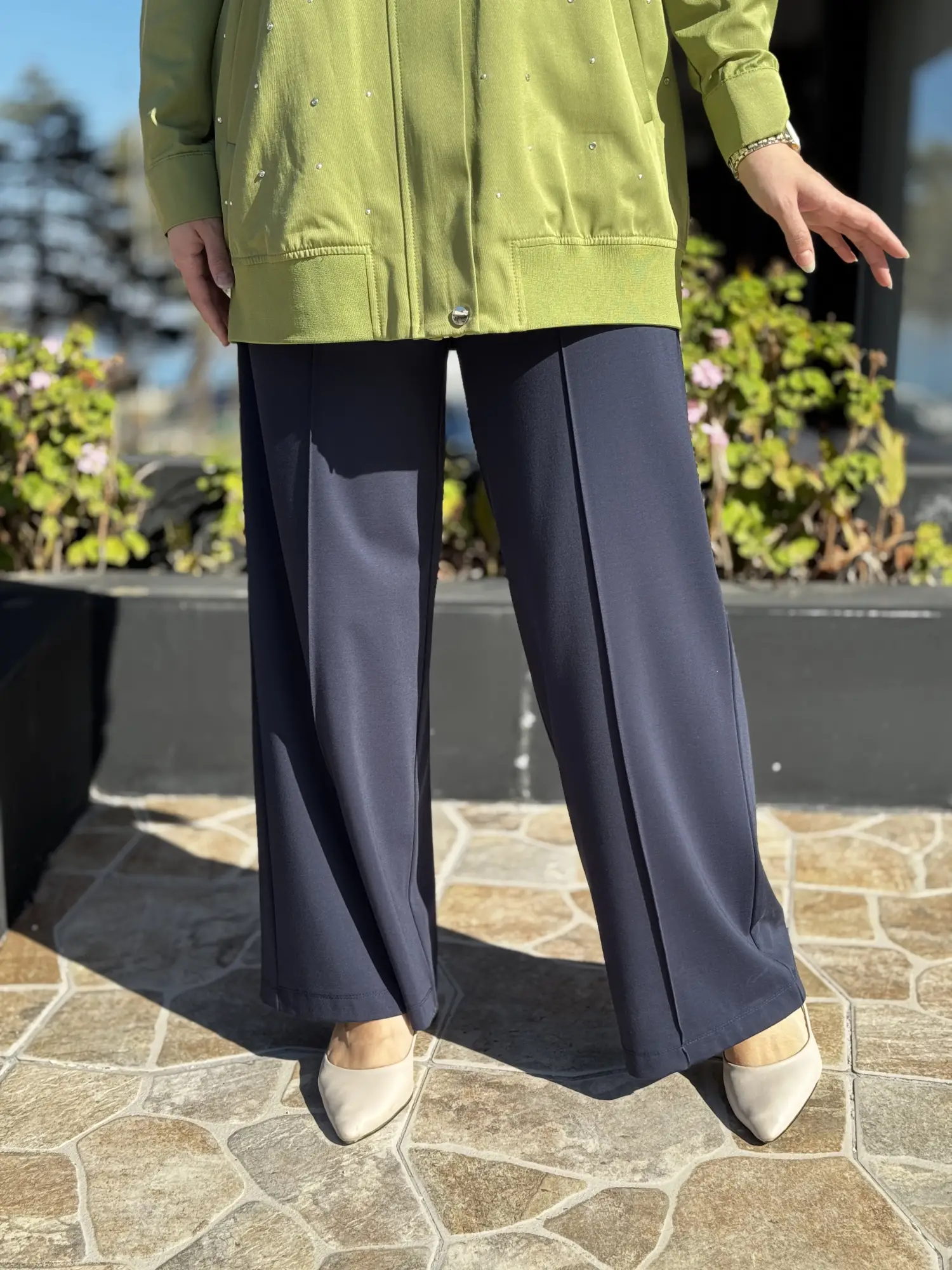 Kayra Önü Nervürlü Örme Pantolon