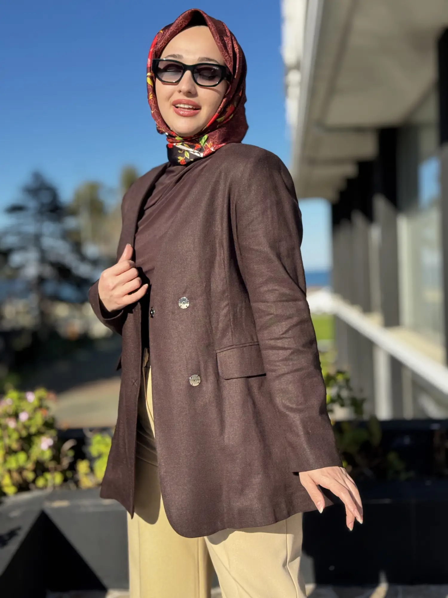 Kayra Kruvaze Yaka Cepli Kemerli Keten Ceket