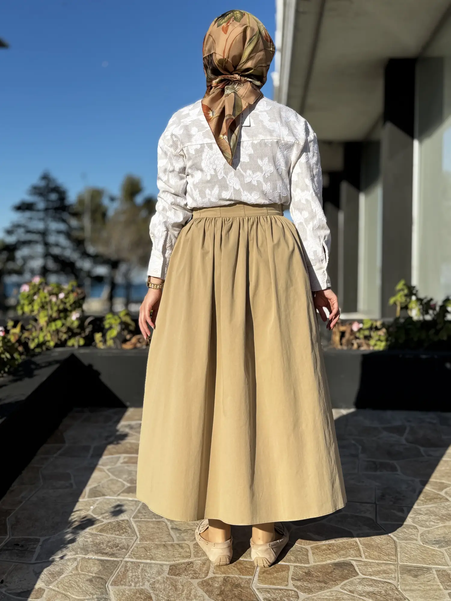 Kayra Cepli Büzgü Detaylı Poplin Etek