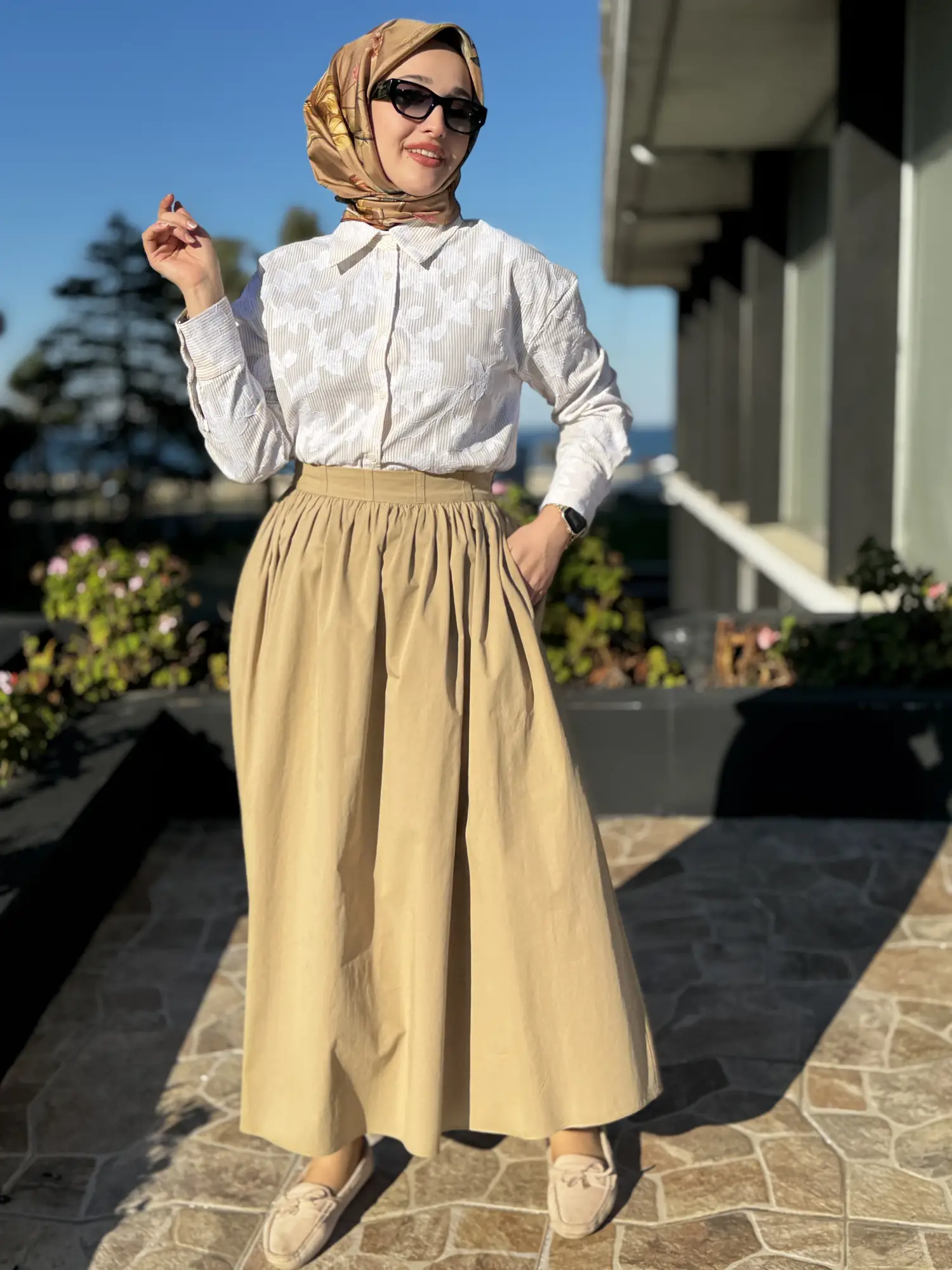 Kayra Cepli Büzgü Detaylı Poplin Etek