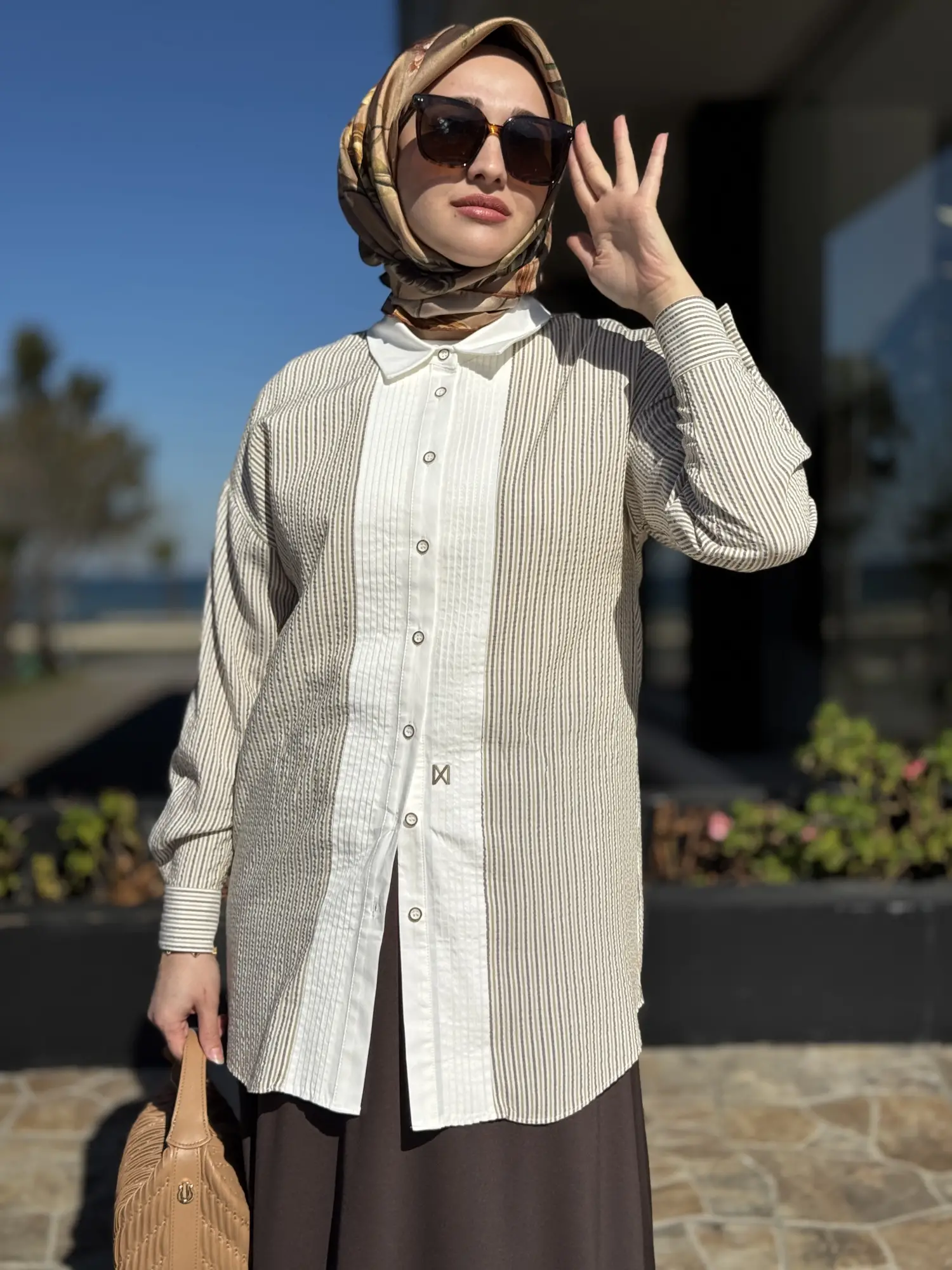 Kayra Çizgili Gofre Kumaş Gömlek