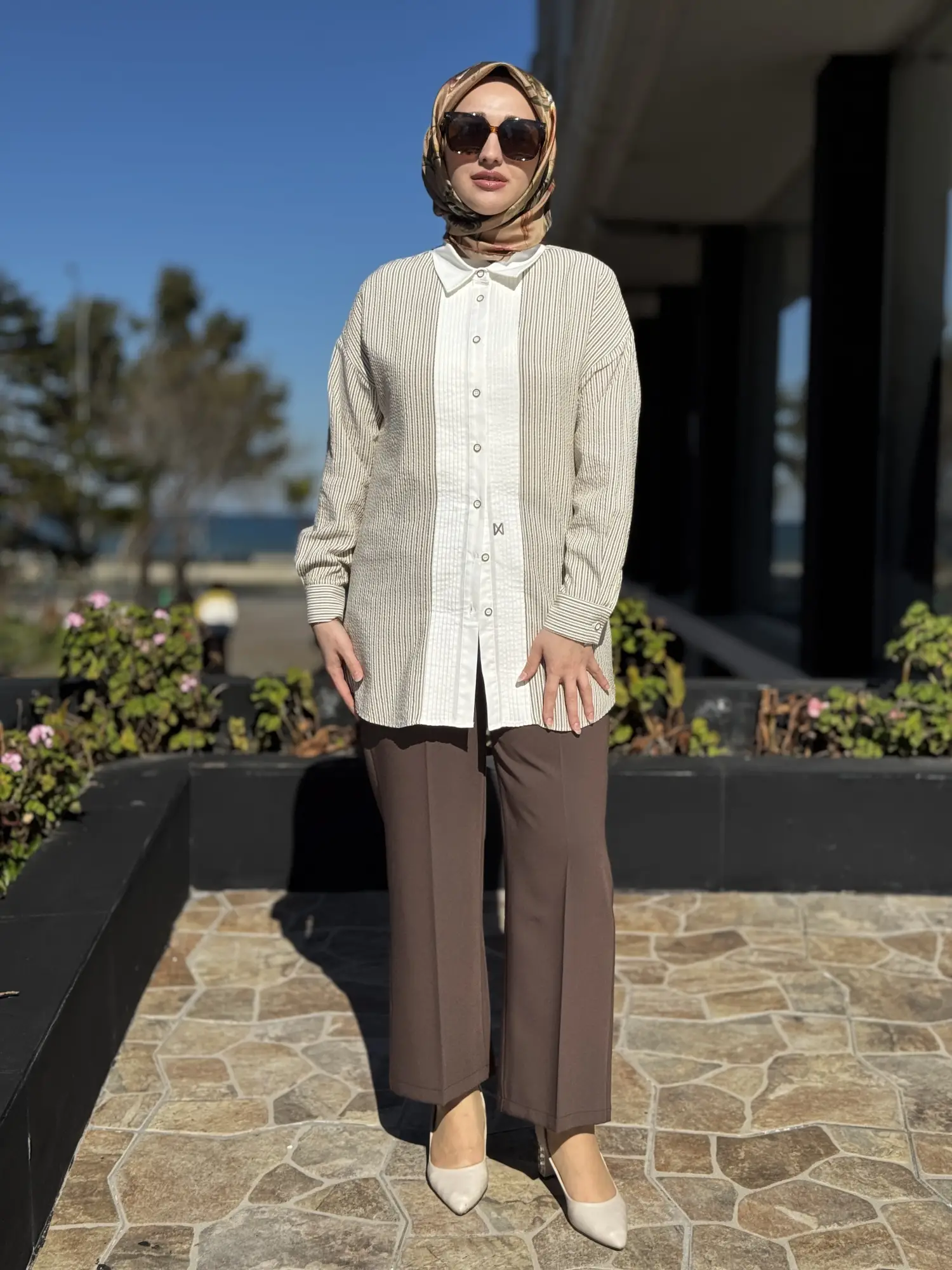 Kayra Çizgili Gofre Kumaş Gömlek