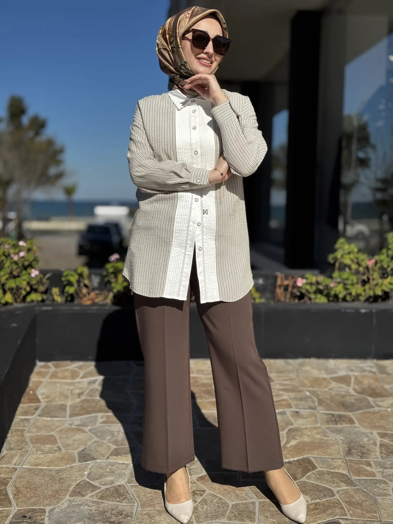 Kayra Çizgili Gofre Kumaş Gömlek