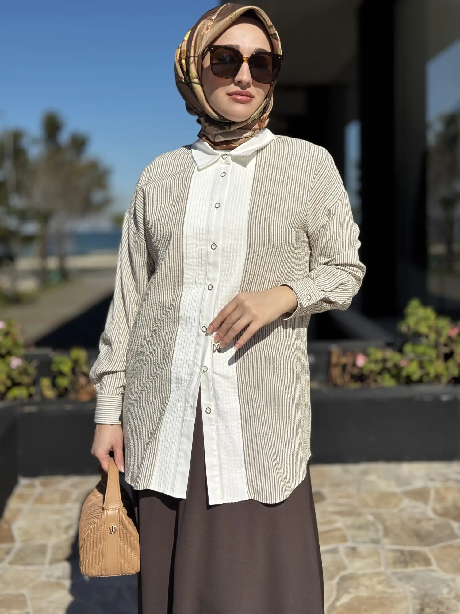 Kayra Çizgili Gofre Kumaş Gömlek