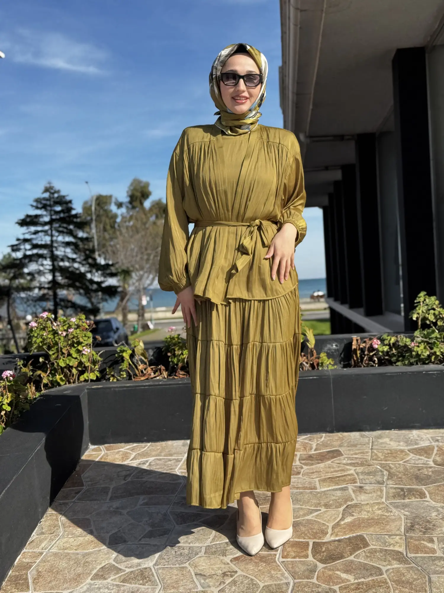 Almarwah Kraşlı Kolsuz Elbise Ceket Takım 202972