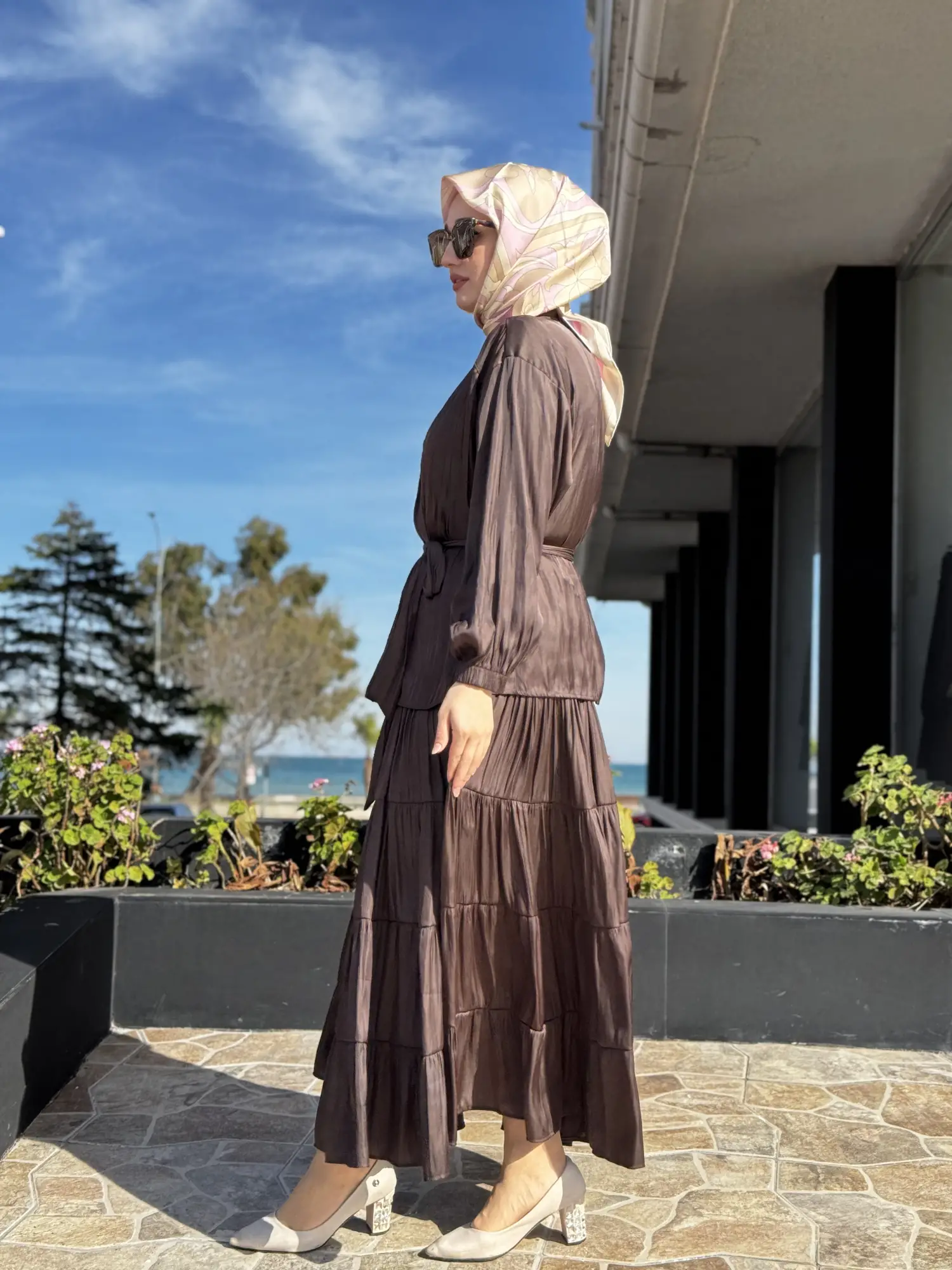 Almarwah Kraşlı Kolsuz Elbise Ceket Takım 202972