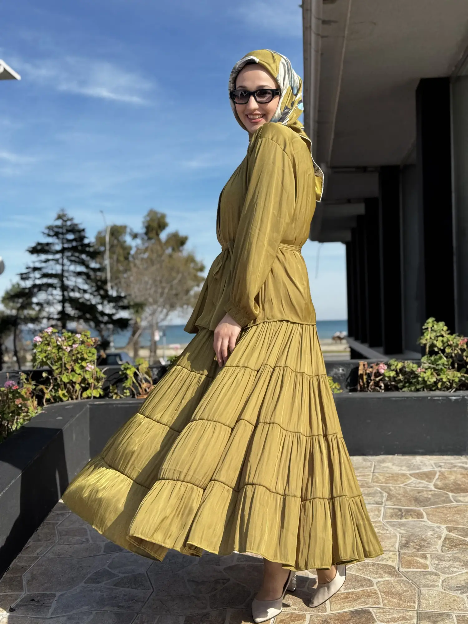 Almarwah Kraşlı Kolsuz Elbise Ceket Takım 202972