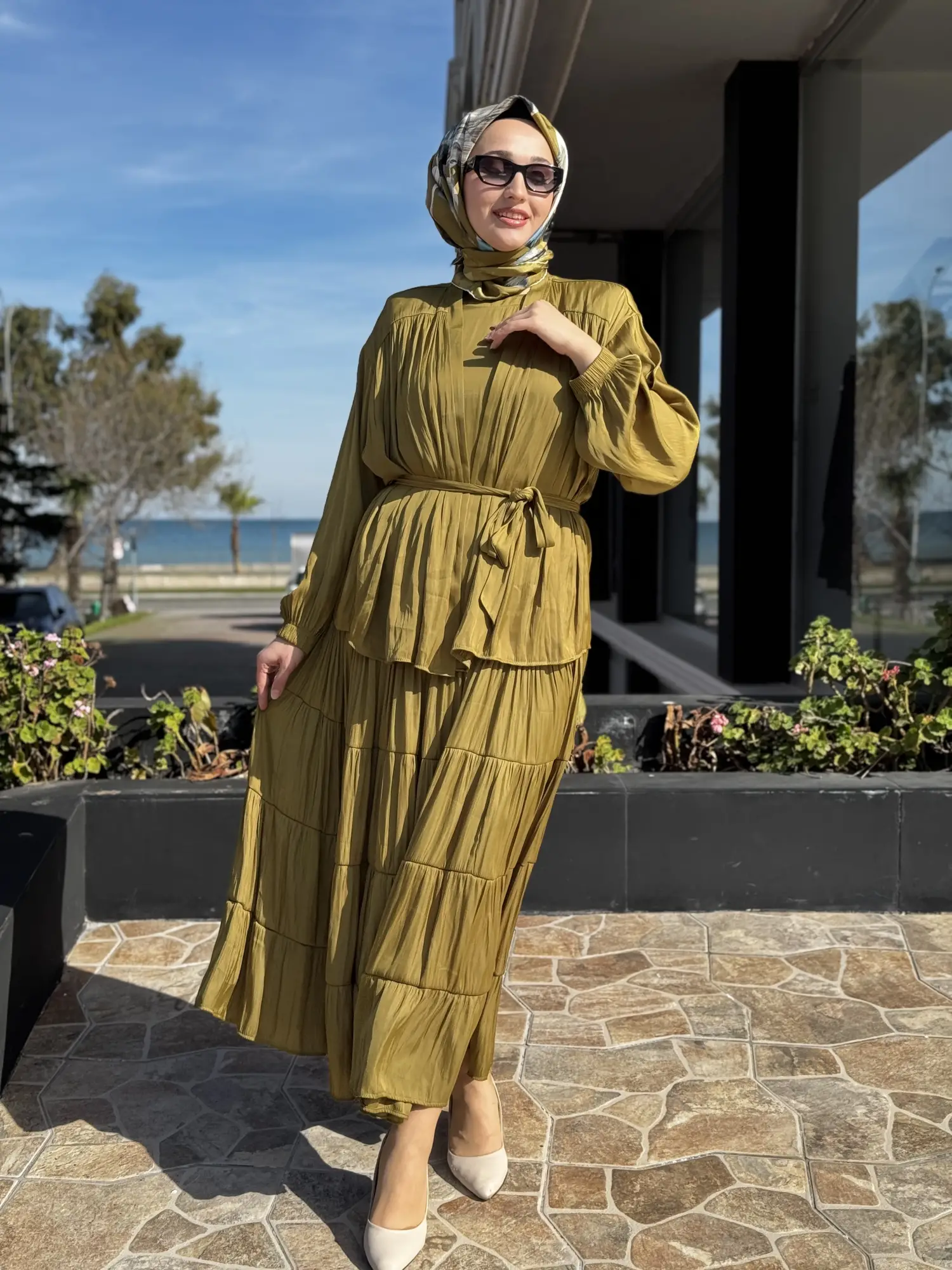 Almarwah Kraşlı Kolsuz Elbise Ceket Takım 202972