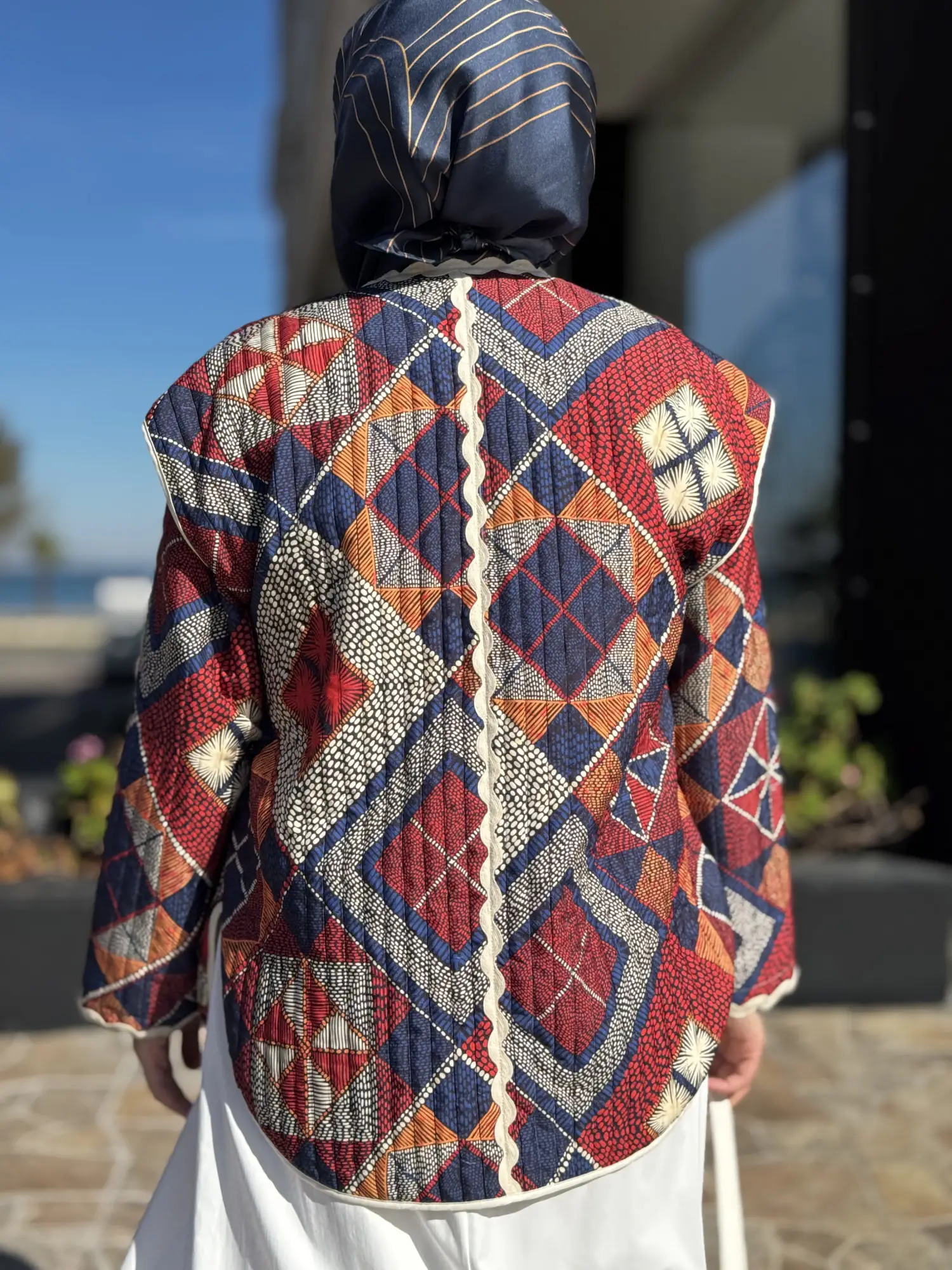 Almarwah Etnik Desenli Kapitone Ceket 405019