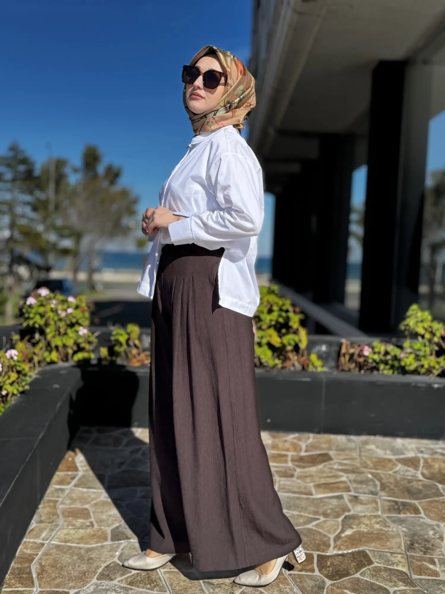 Almarwah Pileli Bol Paça Kraşlı Pantolon 606120