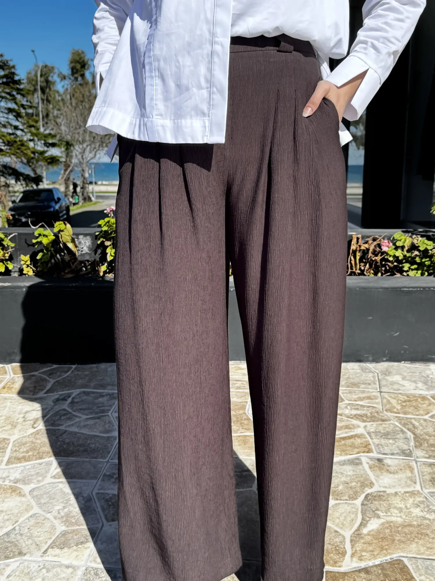 Almarwah Pileli Bol Paça Kraşlı Pantolon 606120