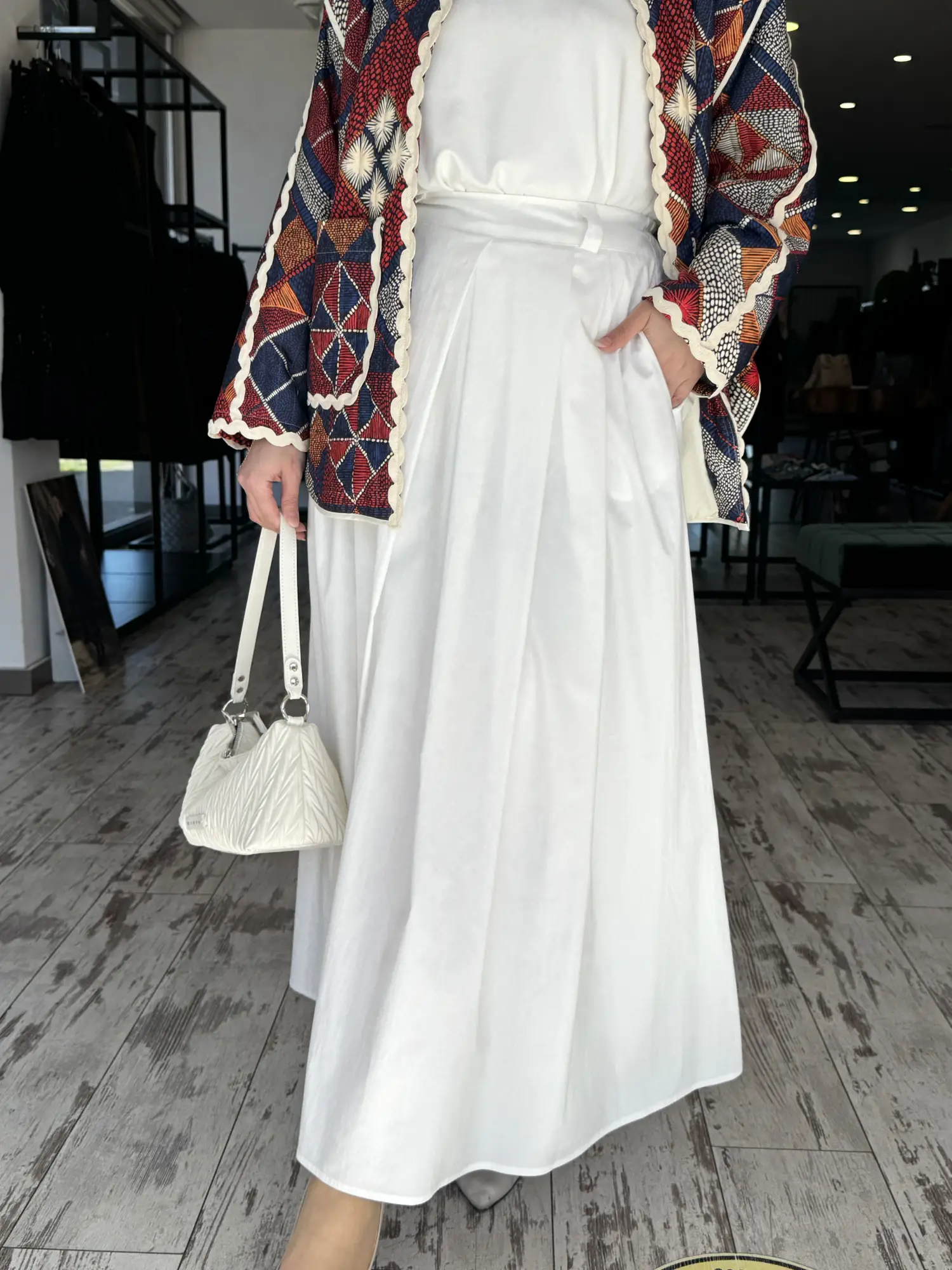 Almarwah Arkası Lastikli Pileli Poplin Etek 806475