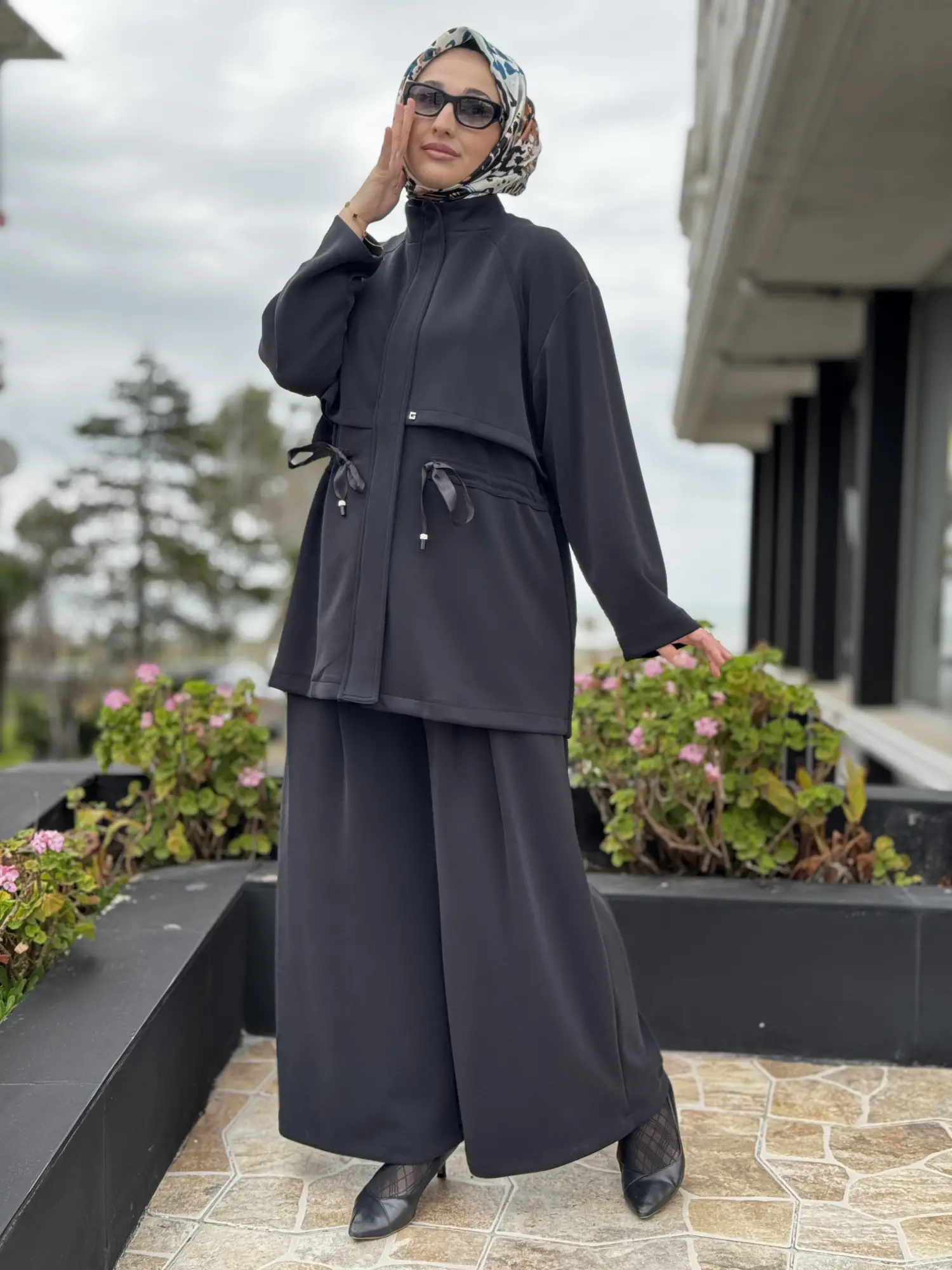 SİYAH G9137 Oysho Kumaş Kap Pantolon Takım