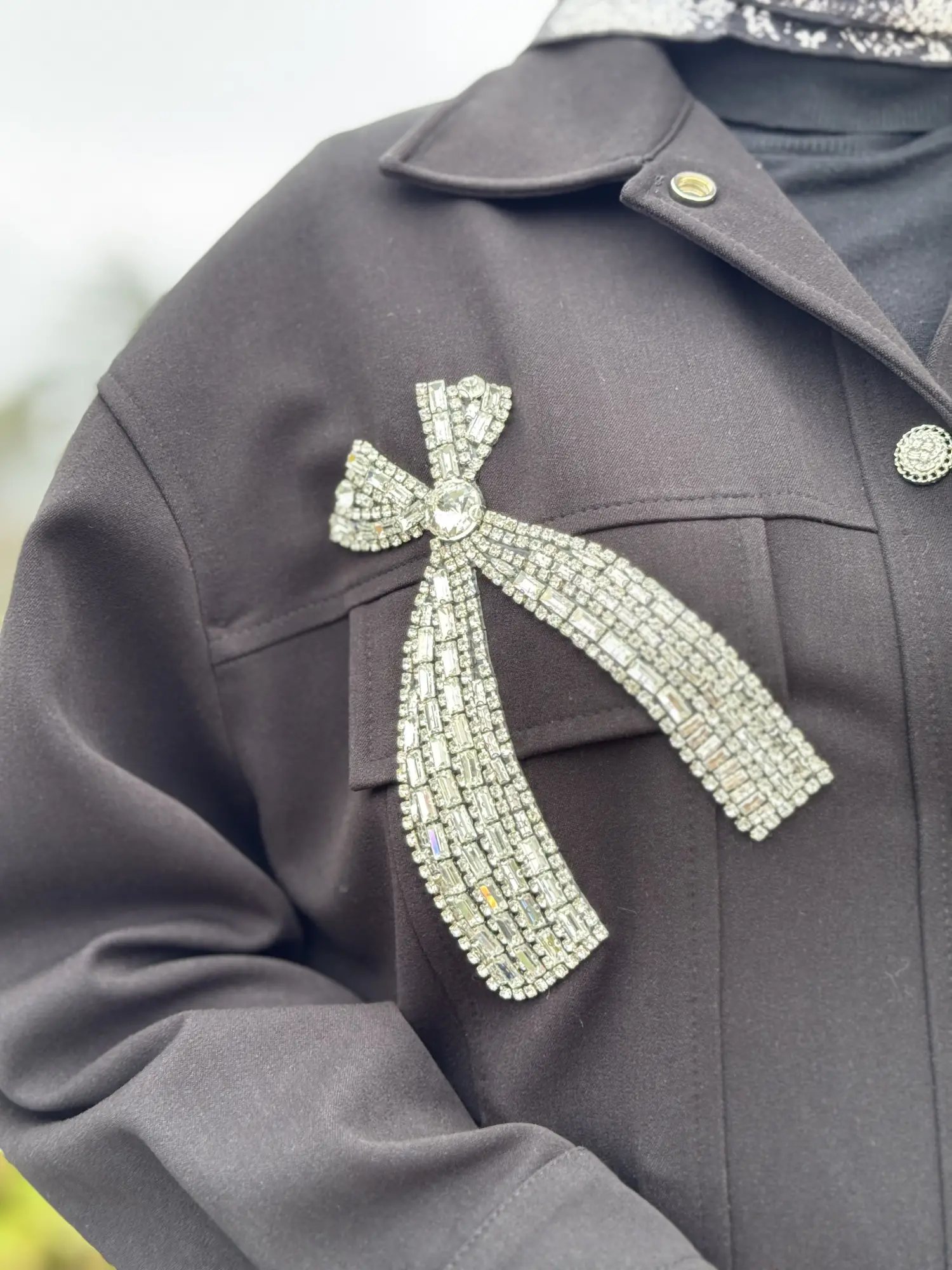 SİYAH G9159 Kristal Fiyonklu Kontrast Parça Detaylı Kap Pantolon Takım